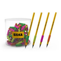 Ceruza markolat, spirál, szilikon, neon, 72 db/display, Silka Író- irodaszer, papíráru Silka