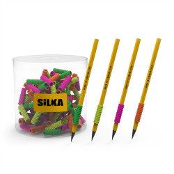 Ceruza markolat, spirál, szilikon, neon, 72 db/display, Silka Író- irodaszer, papíráru Silka