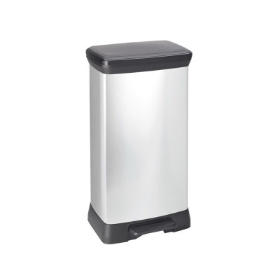 Szemetes kuka pedálos fémhatású műanyag 50 literes Fekete/ezüst Deco Bin_Curver Szemetes kuka pedálos fémhatású műanyag 50 literes Fekete/ezüst Deco Bin_Curver