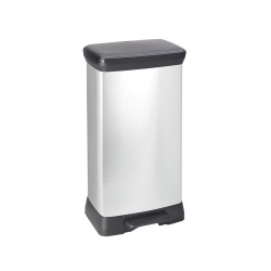 Szemetes kuka pedálos fémhatású műanyag 50 literes Fekete/ezüst Deco Bin_Curver Író- irodaszer, papíráru Curver