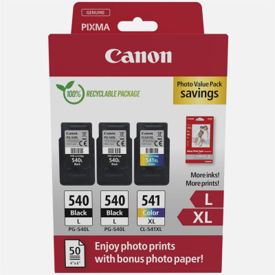 Canon PG540L (2x11ml) + CL541XL tintapatron + 50 db GP501 10x15 fényes fotópapír multipack ORIGINAL Canon PG540L (2x11ml) + CL541XL tintapatron + 50 db GP501 10x15 fényes fotópapír multipack ORIGINAL