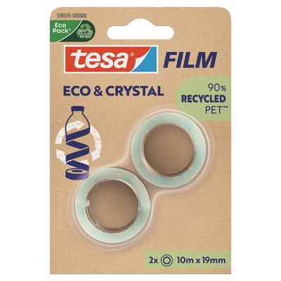 Ragasztószalag 19mmx10m irodai átlátszó újrahasznosított Tesa Eco & Crystal 2db/bliszter Ragasztószalag 19mmx10m irodai átlátszó újrahasznosított Tesa Eco & Crystal 2db/bliszter