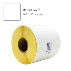 Etikett címke thermo, 100x100mm, tekercses, 600 címke/tekercs fehér