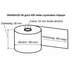 Hőpapír 58mm széles, 450fm hosszú, cséve 25mm, BPA mentes nyomatlan, TOMRA MOHU visszaváltó gépekhez Író- irodaszer, papíráru Egyéb