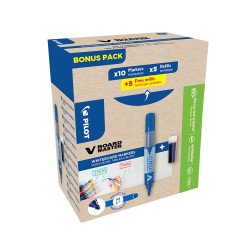 Táblamarker 2,3mm, kerek hegyű, utántölthető medium V-Board Master 10+10 Pilot kék Író- irodaszer, papíráru Pilot