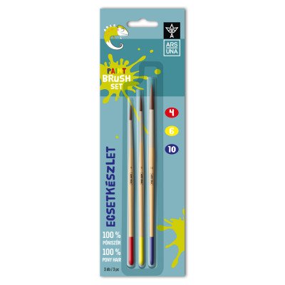 Ecsetkészlet, 4, 6, 10, natúr fanyelű,kerek 3 darabos klt. Ars Una Ecsetkészlet, 4, 6, 10, natúr fanyelű,kerek 3 darabos klt. Ars Una