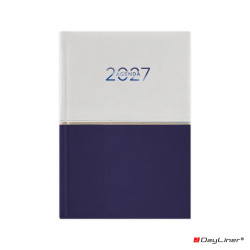 Határidőnapló Contrast A5 napi, fehér lapokkal fehér-sötétkék Dayliner 2027.
