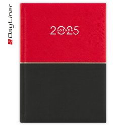 Határidőnapló Contrast A5 napi, fehér lapokkal piros-fekete Dayliner 2026. Író- irodaszer, papíráru Dayliner