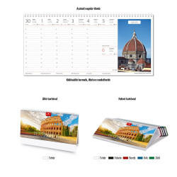 Képes asztali naptár Európa 320 x 150 mm, fehér lapokkal tömb Dayliner 2026.