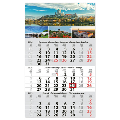 Speditőr naptár 1 tömb, 3 hónap Primus Classic 300 × 480 mm, fehér lapokkal Magyarország Dayliner 2026.