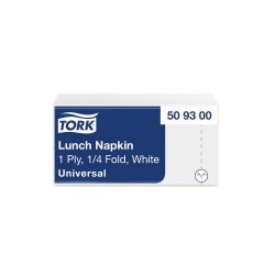 Szalvéta 1 rétegű 1/4 hajtású 32,5 x 32,5 cm 500 lap/csomag Universal Lunch Tork_509300 fehér Iroda üzemeltetés, munkavédelem Tork