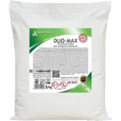 Mosogató- és tisztítópor fertőtlenítő hatással zsákos 5 kg DUO-MAX Mosogató- és tisztítópor fertőtlenítő hatással zsákos 5 kg DUO-MAX