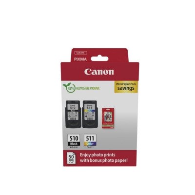 Canon PG510/511 tintapatron multipack + 50lap GP501 10x15 fényes fotópapír ORIGINAL Canon PG510/511 tintapatron multipack + 50lap GP501 10x15 fényes fotópapír ORIGINAL