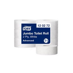Toalettpapír 2 rétegű közületi átmérő: 26 cm 1800 lap/tekercs 6 tekercs/karton Advanced Jumbo T1 Tork_120272 fehér Iroda üzemeltetés, munkavédelem Tork