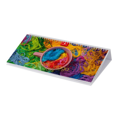 Képes asztali naptár Színek világa 320 x 150 mm, fehér lapokkal fekvő fehér karton tartóval Dayliner 2026.