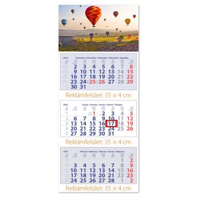Speditőr naptár 3 tömb, 3 hónap Maxi Club 350 × 820 mm, fehér lapokkal Hangulat Dayliner 2027.