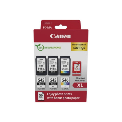 Canon 2x PG545XL + CL546XL tintapatron + fotópapír multipack ORIGINAL Canon 2x PG545XL + CL546XL tintapatron + fotópapír multipack ORIGINAL