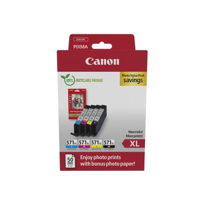 Canon CLI571XL BCMY tintapatron + 10x15 fényes fotópapír multipack ORIGINAL Canon CLI571XL BCMY tintapatron + 10x15 fényes fotópapír multipack ORIGINAL