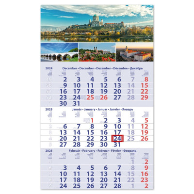 Speditőr naptár 1 tömb, 3 hónap Primus Club 300 × 480 mm, fehér lapokkal Magyarország Dayliner 2026.