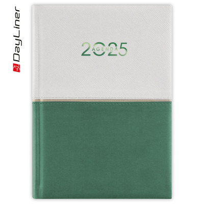 Határidőnapló Contrast A5 napi, fehér lapokkal fehér-zöld Dayliner 2026.