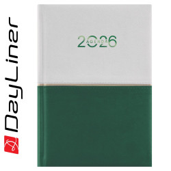 Határidőnapló Contrast A5 napi, fehér lapokkal fehér-zöld Dayliner 2026.