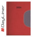 Határidőnapló Memphis A5 napi, fehér lapokkal piros-szürke Dayliner 2026.