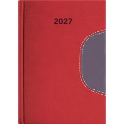 Határidőnapló Memphis A5 napi, fehér lapokkal piros-szürke Dayliner 2027. Író- irodaszer, papíráru Dayliner