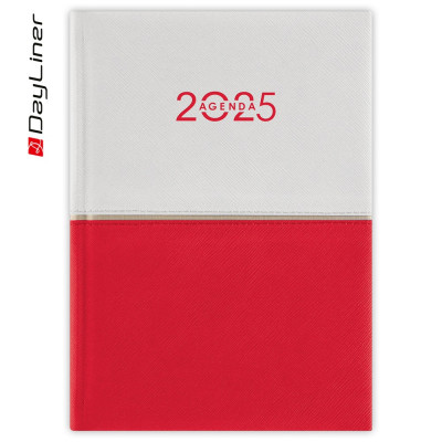 Határidőnapló Contrast A5 napi, fehér lapokkal fehér-piros Dayliner 2026.