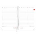 Határidőnapló Contrast A5 napi, fehér lapokkal fehér-piros Dayliner 2026.