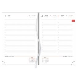Határidőnapló Contrast A5 napi, fehér lapokkal fehér-piros Dayliner 2026. Író- irodaszer, papíráru Dayliner