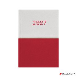 Határidőnapló Contrast A5 napi, fehér lapokkal fehér-piros Dayliner 2027. Író- irodaszer, papíráru Dayliner