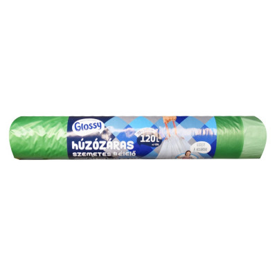 Szemeteszsák önzáró szalaggal 120 liter 70 x 105 cm 10 db/tekercs Glossy zöld