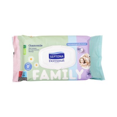 Nedves törlőkendő 100 lap/csomag kupakos Septona Family kamillás Nedves törlőkendő 100 lap/csomag kupakos Septona Family kamillás