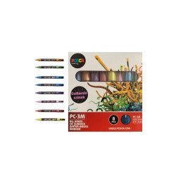 Dekormarker 0,9-1,3mm, Uni Posca PC-3M 8 db-os készlet, csillámló Író- irodaszer, papíráru Uni