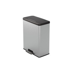 Szemetes kuka pedálos fémhatású műanyag 65 liter literes fekete/ezüst Deco Bin_Curver Kuka, műanyag tárolók Curver