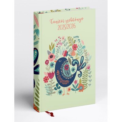 Tanítói zsebkönyv A5, műbőr 145mmx205mm, fehér lapokkal madár 2026/2027 Realsystem