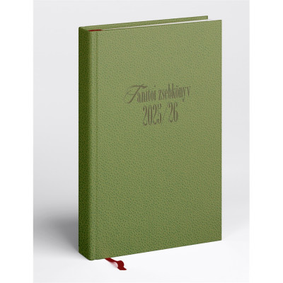 Tanítói zsebkönyv A5, műbőr 145mmx205mm, fehér lapokkal zöld 2026/2027 Realsystem