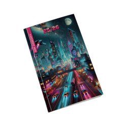 Diák zsebkönyv 125mmx205mm, fehér lapokkal 2025/2026 cyberpunk Realsystem Író- irodaszer, papíráru Realsystem