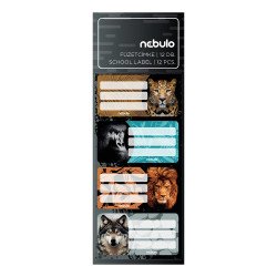 Füzetcímke 12db-os, Vadállatok, vegyes minták, Nebulo Író- irodaszer, papíráru Nebulo