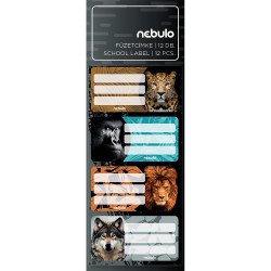Füzetcímke 12db-os, Vadállatok, vegyes minták, Nebulo Író- irodaszer, papíráru Nebulo