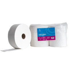 Toalettpapír 2 rétegű közületi átmérő: 26 cm 100 % cellulóz 210 m/tekercs 6 tekercs/karton Bluering® hófehér Iroda üzemeltetés, munkavédelem Bluering