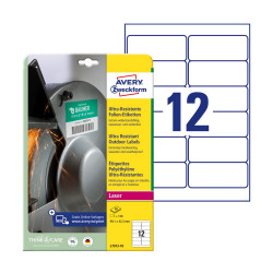 Etikett címke, 99,1 x42,3mm, ultra ellenálló 12 címke/ív, 10 ív/doboz, Avery fehér Író- irodaszer, papíráru Avery