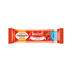Müzliszelet 20 g, CERBONA, piros gyümölcs hozzáadott cukor nélkül Müzlik, zabpelyhek Cerbona