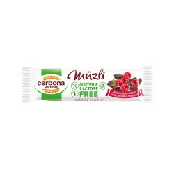 Müzliszelet 20 g, CERBONA, étcsokis-málnás hozzáadott cukor nélkül Müzlik, zabpelyhek Cerbona