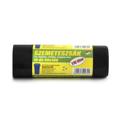 Szemeteszsák 110 liter 60 x 100 cm 25 mikron 10 db/tekercs fekete Szemeteszsák 110 liter 60 x 100 cm 25 mikron 10 db/tekercs fekete