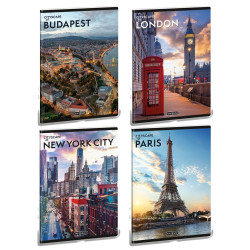 Füzet iskolai A5, 40lap, vonalas Ars Una CITYSCAPE 10db/csomag
