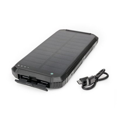 Powerbank napelemes 15W 2X USB-A + USB-C Platinet fekete Powerbank napelemes 15W 2X USB-A + USB-C Platinet fekete