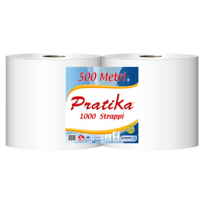 Ipari törlő 2 rétegű tekercses átmérő: 29 cm 1000 lap/tek 2 tekercs/karton Paperdi Pratika 1000_BI8S1000