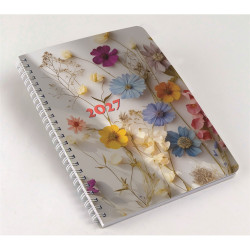 Határidőnapló spirálozott SP1 A/5, heti fehér lapokkal akvarell Realsystem 2027.