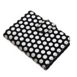 Gyűrűs kalendárium műbőr pöttyös mintázatú S méret 110x150 mm Realsystem fekete/fehér Író- irodaszer, papíráru Realsystem